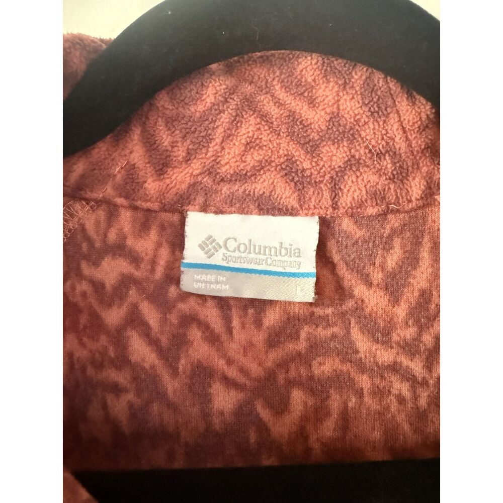 Columbia Quarter Zip Microfleece Pullover, Rust Coral Print, Women's L